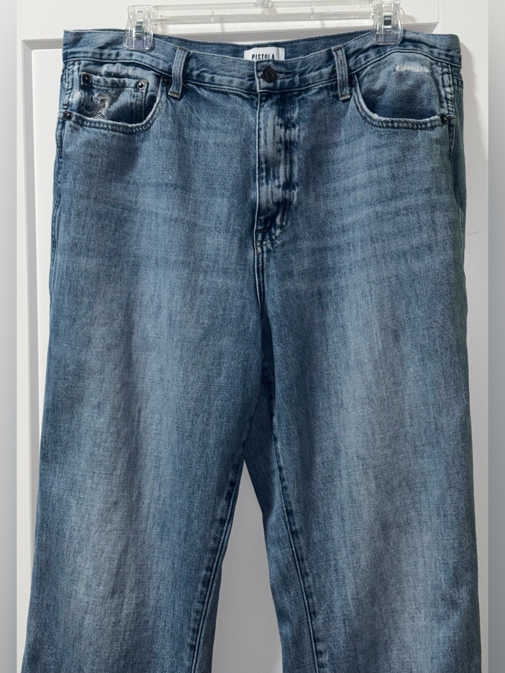 Pistola Cassie Super High Rise Straight Leg Jeans Size 33 Medium Wash Casual - Picture 5 of 12